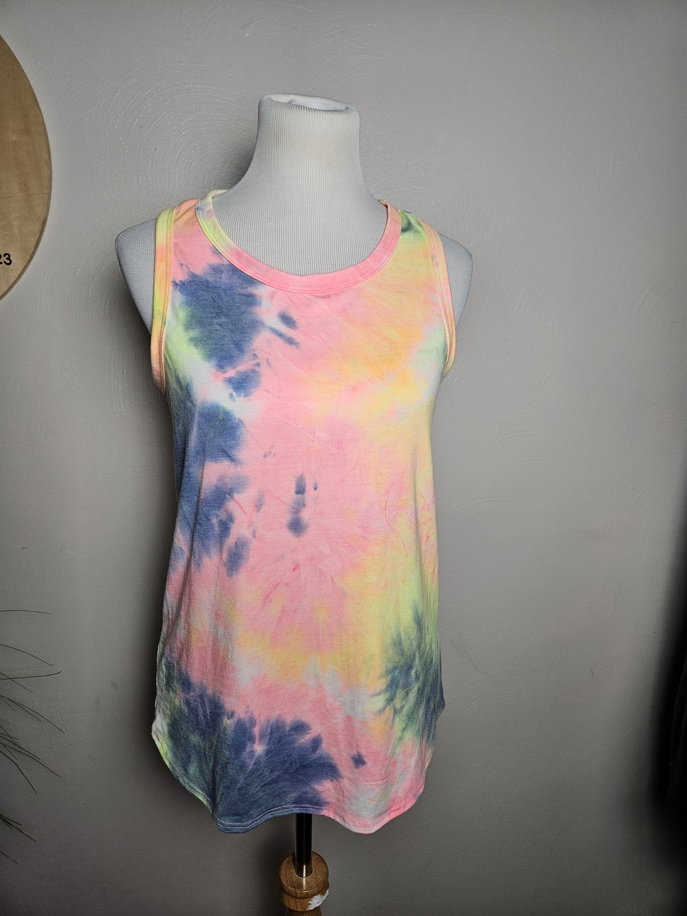twenty second Neon Tie-Dye Racerback Tank - Pink, Yellow, Blue, Green